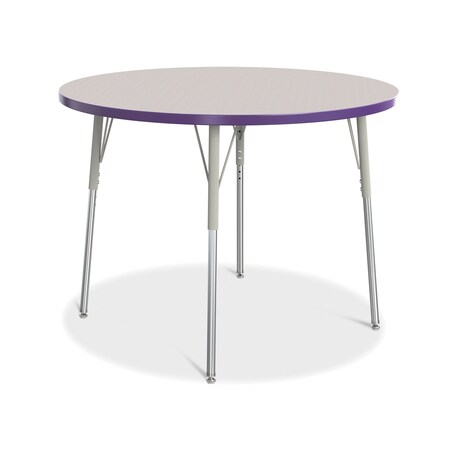 Jonti-Craft Berries Round Activity Table, 42 in. Diameter, A-height, Freckled Gray/Purple/Gray 6468JCA004